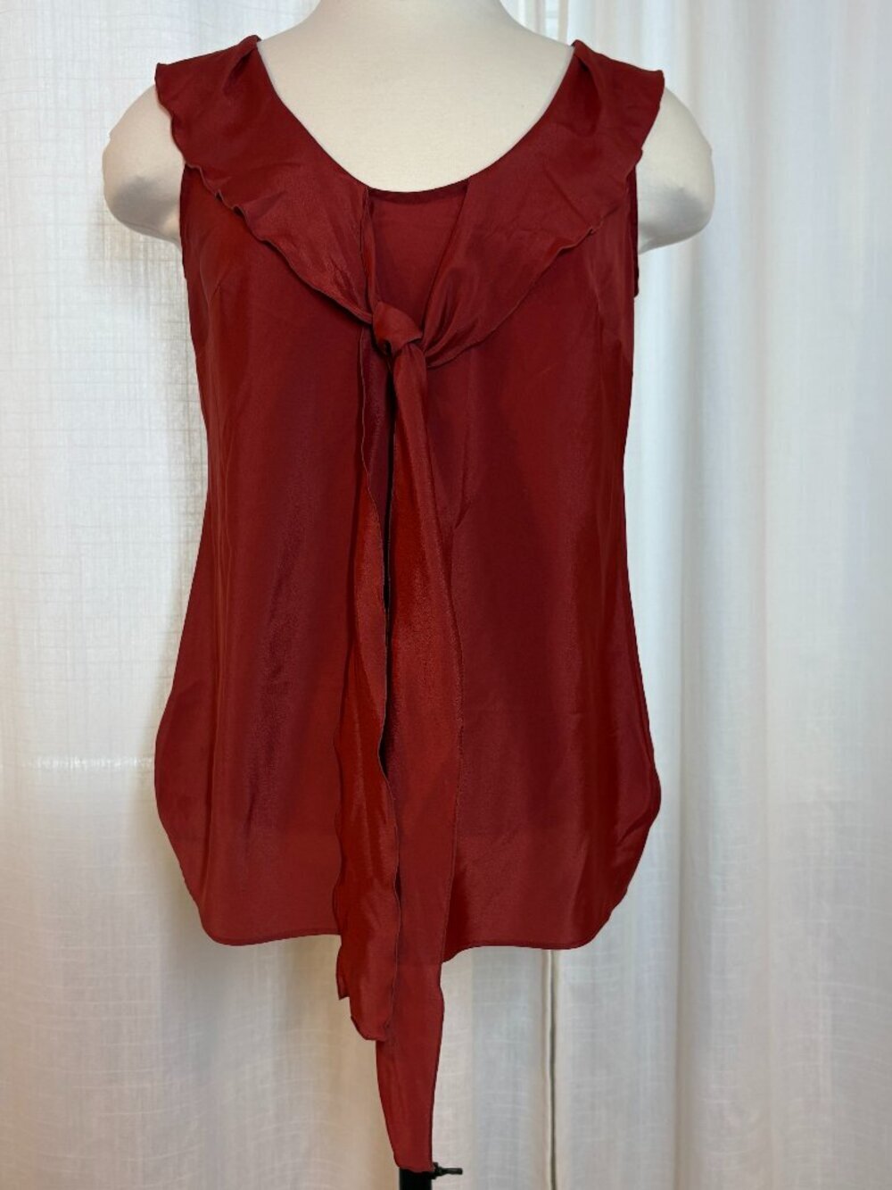 Rust Sleeveless Tie Blouse Banana Republic